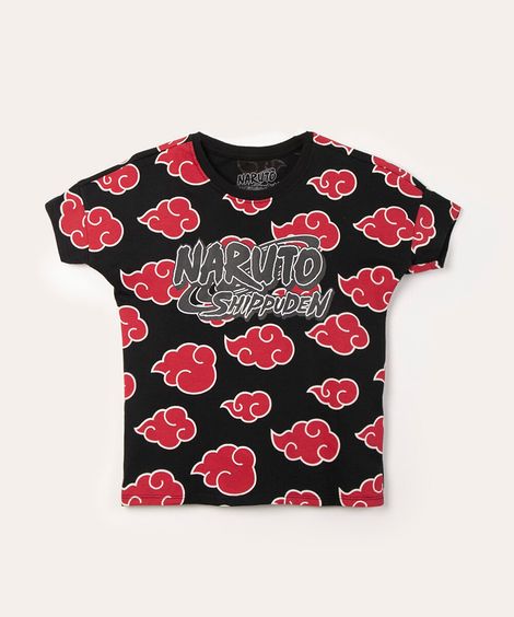 camiseta juvenil manga curta naruto  preto
