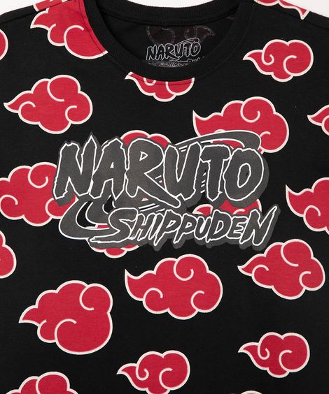 camiseta juvenil manga curta naruto  preto