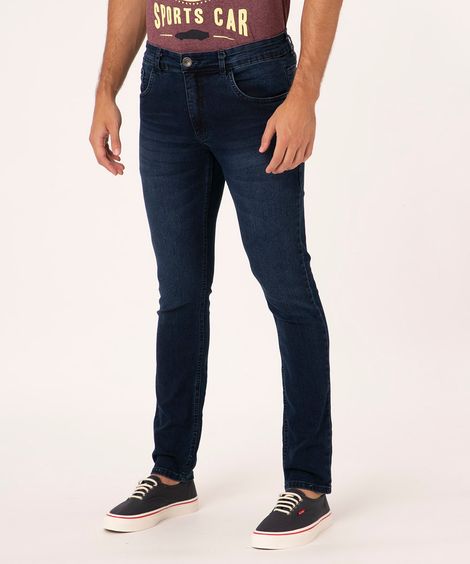 calça slim jeans azul escuro