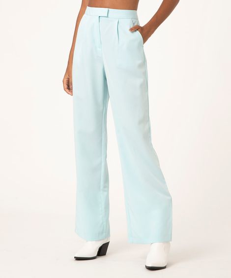 calça alfaiataria com pregas azul
