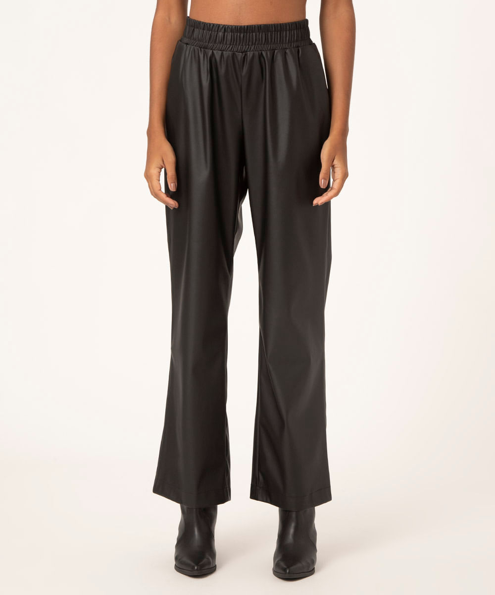 calça reta cintura alta com elástico