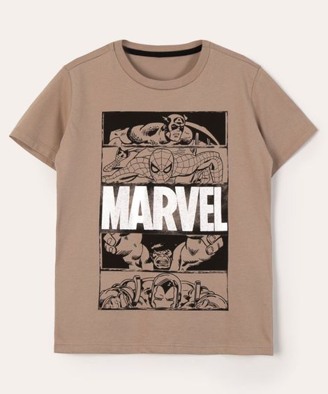 camiseta de algodão marvel bege
