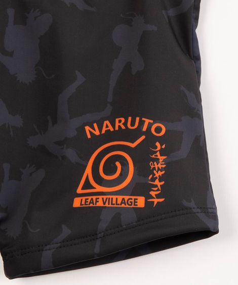 sunga infantil boxer naruto com proteção uv50+ preto