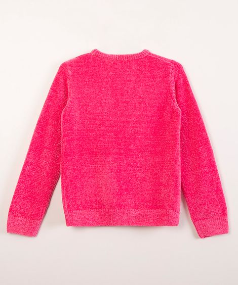 blusão infantil de tricô hello paetê rosa