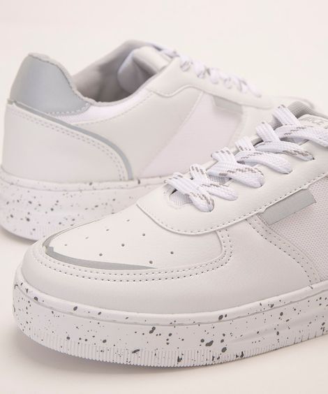 tênis recortes refletivos casual branco