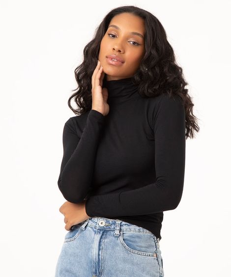 blusa básica manga longa preta