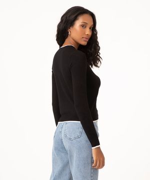blusa básica manga longa preta