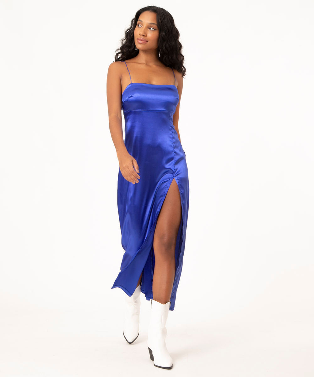 vestido midi slip dress de azul - CeA | Moda Feminina, Masculina, Infantil, Celulares e Beleza