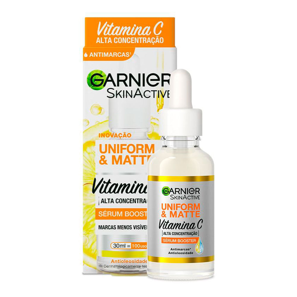 Garnier Skin Uniform & Matte Vitamina C Kit – Sérum Facial + Gel de Limpeza