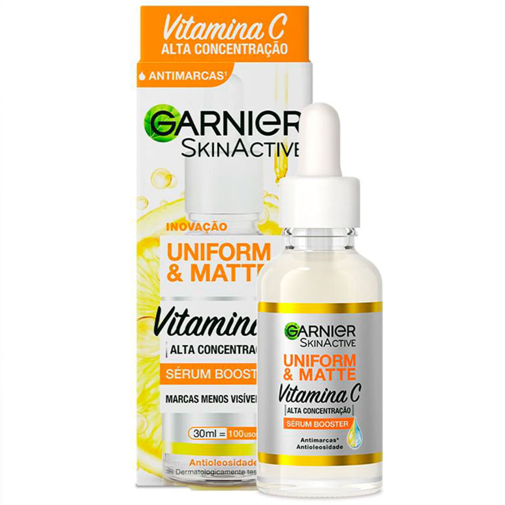 Garnier Skin Uniform & Matte Vitamina C Kit – Sérum + Gel de Limpeza + Água Micelar + Protetor Solar cor Clara