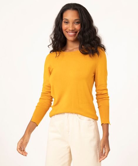 suéter de tricô amarelo