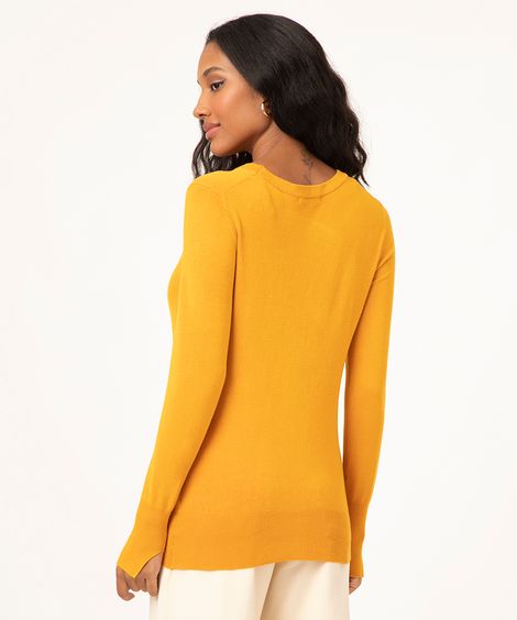 suéter de tricô amarelo
