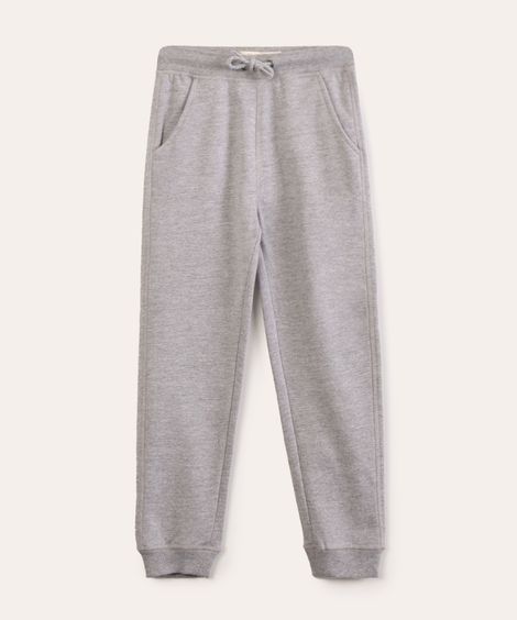 calça infantil básica de moletom cinza mescla