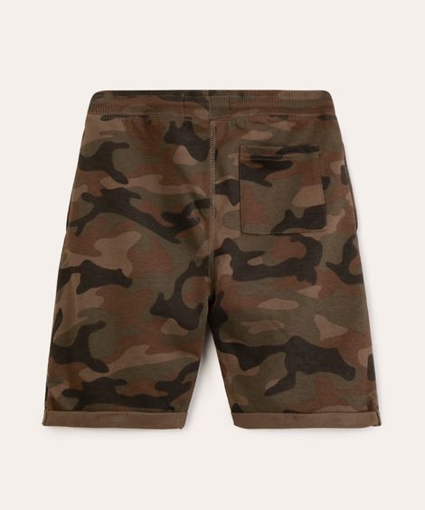 bermuda de moletinho infantil camuflada verde militar
