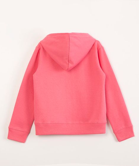 blusão infantil de moletom com capuz rosa