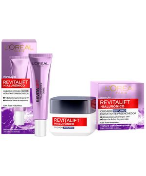 L'Oréal Paris Revitalift Hialurônico Kit – Creme para Olhos + Creme Facial Anti-idade Noturno