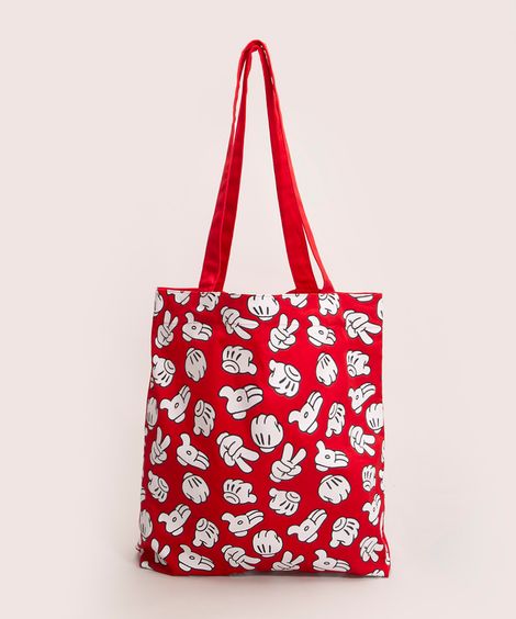 bolsa ecobag estampada mãozinhas mickey vermelha