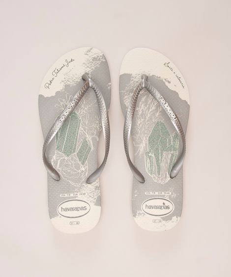 chinelo feminino slim party havaianas  off white