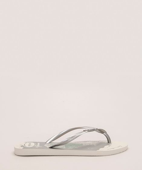 chinelo feminino slim party havaianas  off white
