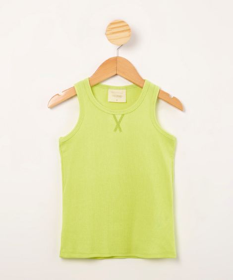 regata infantil básica canelada  amarelo neon