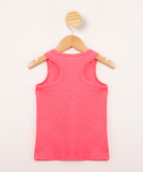 regata infantil básica canelada  rosa neon