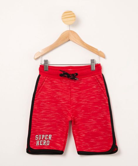 bermuda infantil de moletom "super hero" com cordão vermelha