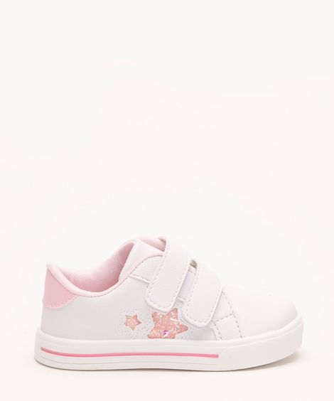 tênis infantil estrela com velcro branco