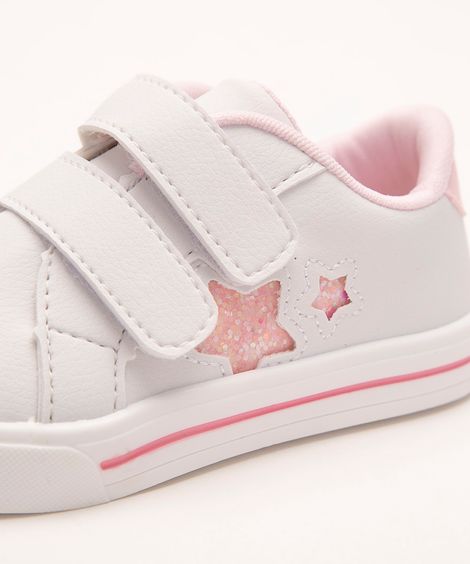 tênis infantil estrela com velcro branco