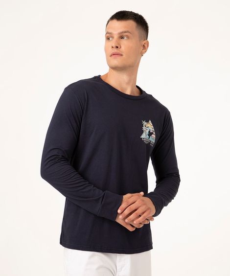 camiseta manga longa laguna beach azul marinho