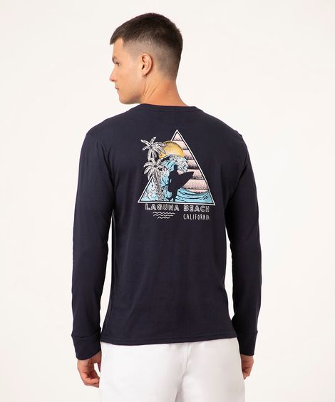 camiseta manga longa laguna beach azul marinho