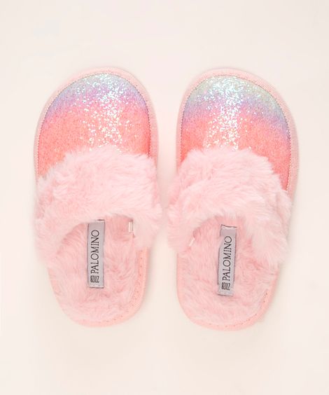 pantufa chinelo infantil brilho multicor