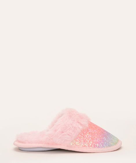 pantufa chinelo infantil brilho multicor