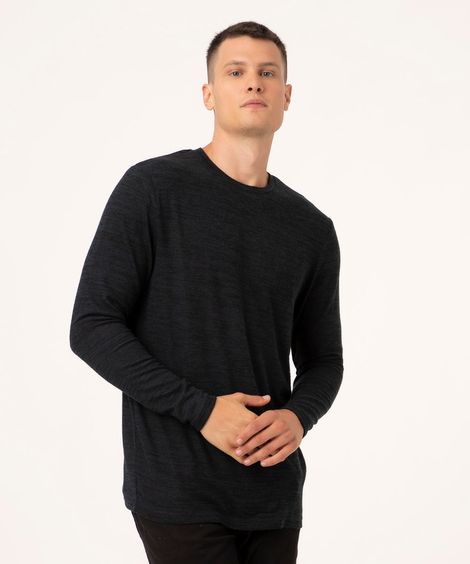 Suéter Masculino Slim em Tricô Gola Careca Azul Petróleo