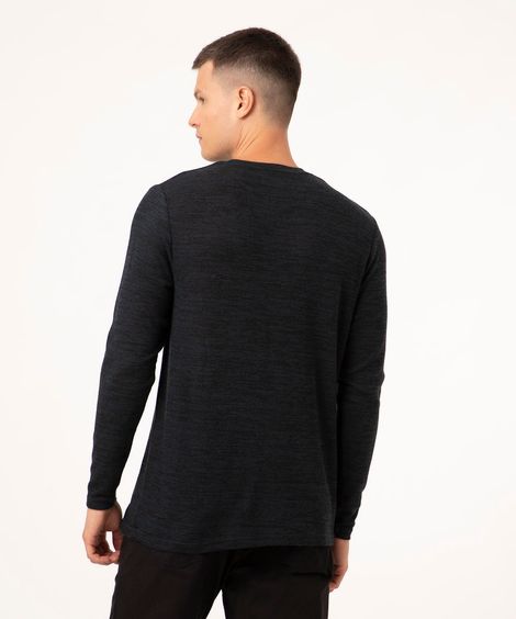 Suéter Masculino Slim em Tricô Gola Careca Azul Petróleo