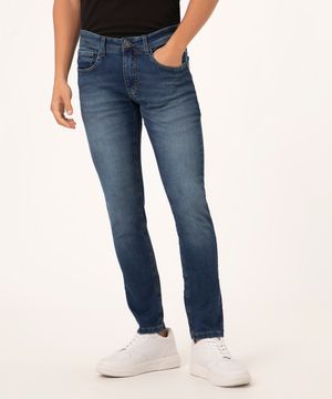 calça jeans super skinny azul médio