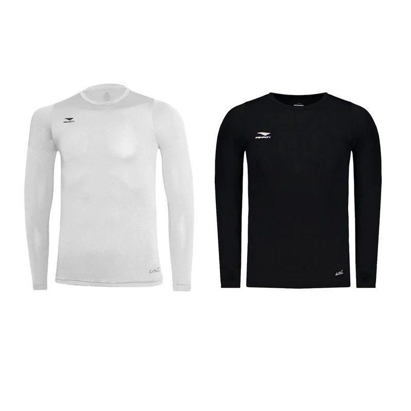 kit 2 camisas térmicas penalty matis x masculino branco e preto - C&A