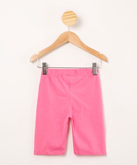 bermuda infantil ciclista com glitter pink