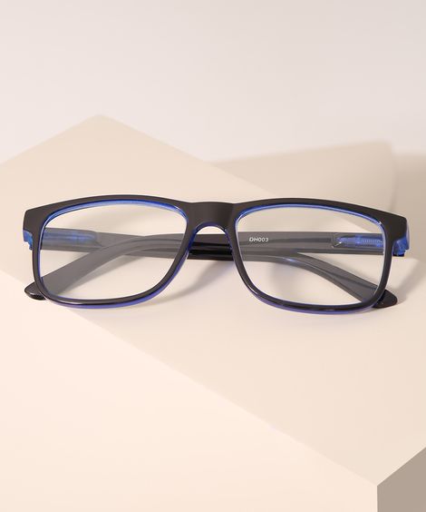 Armação Para Óculos de Grau Masculina Quadrada Azul Marinho