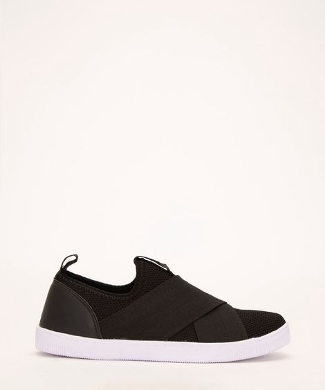 Tênis Feminino Casual com Elástico Cruzado Preto