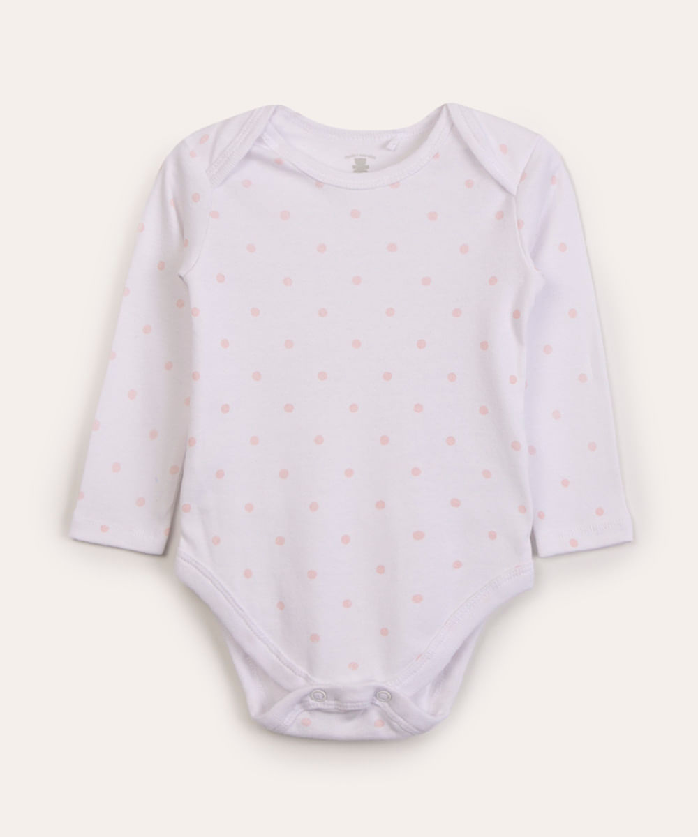 body infantil básico manga longa poá off white Menor preço em body infantil básico manga longa poá off white