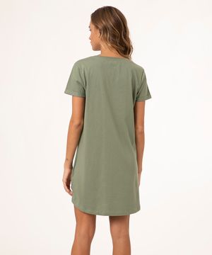vestido básico de algodão manga curta verde claro