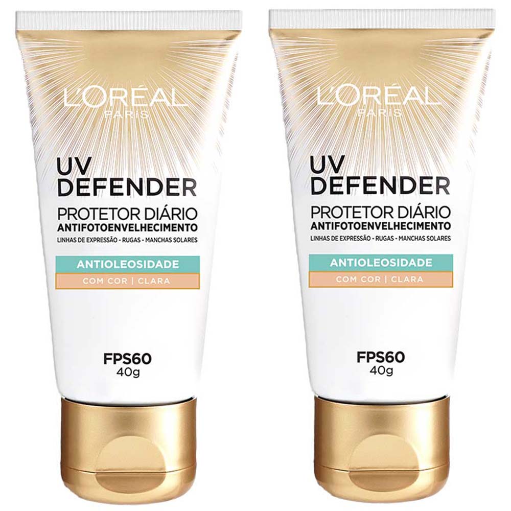LOréal Paris UV Defender Kit - 2 Protetores Solares Faciais FPS60 cor Clara