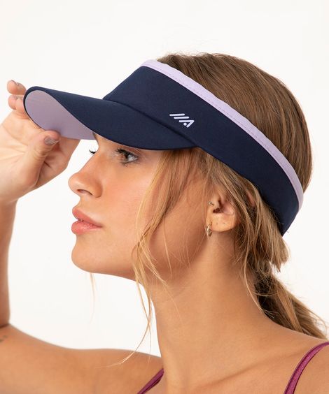 viseira aba curva com velcro esportiva azul marinho