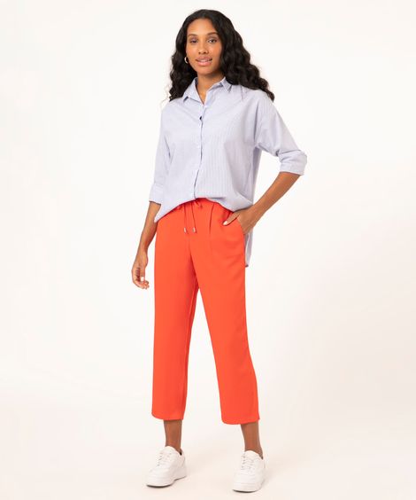 calça jogger de viscose cintura alta com ponteira laranja