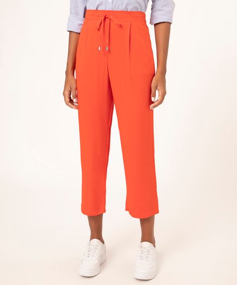 calça jogger de viscose cintura alta com ponteira laranja