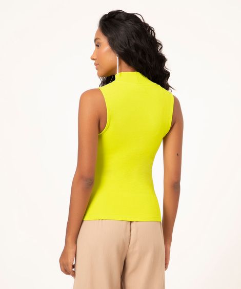 blusa canelada gola alta verde