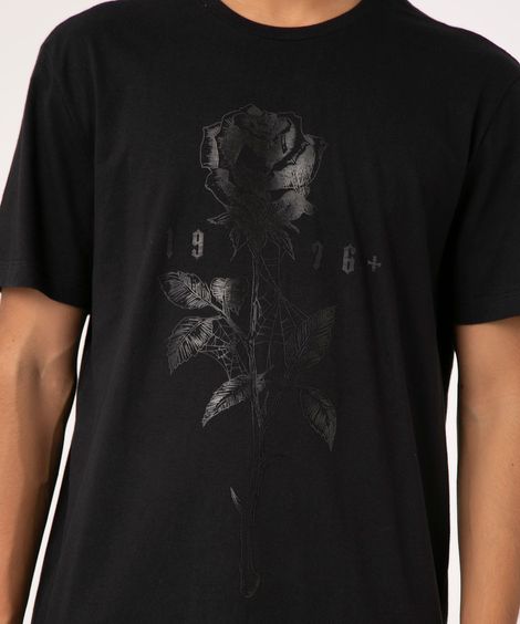 camiseta de algodão manga curta rosa preta