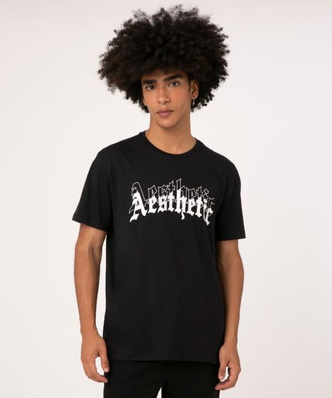 camiseta de algodão manga curta aesthetic preta