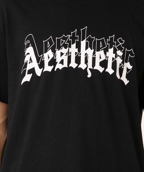 camiseta de algodão manga curta aesthetic preta