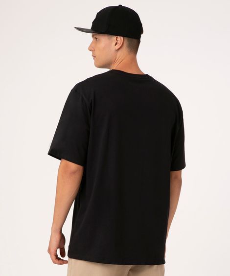 camiseta de algodão oversized gola careca preto